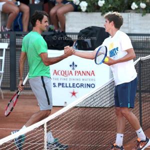 Training session with Roger Federer at Rome Masters 2015