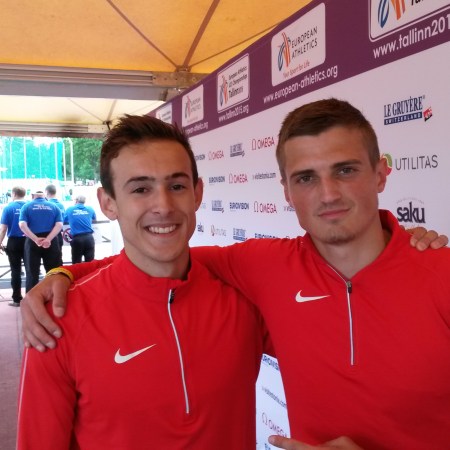 Andreas Trajkovski (th.) og Benjamin Gabrielsen (tv.) er begge klar til U23 EM-finale i længdespring (foto: Dansk Atletik Forbund)